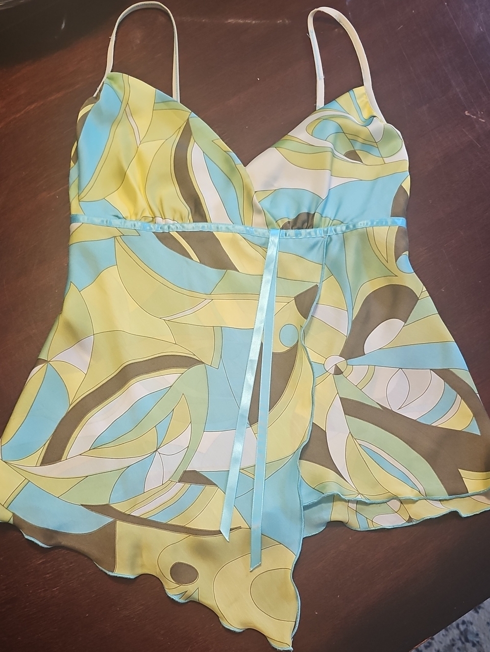 Soulmates Aqua and Lime Swirl Satin Chemise